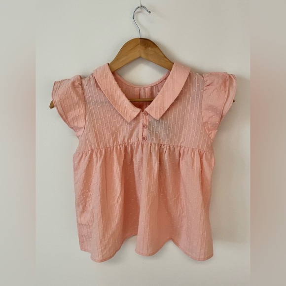The Sunday Collective Girls Size 8-9 Pink Ruffle Sleeve Collar Blouse Top Pink - Picture 7 of 13